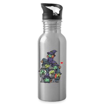 Lustige Hexen Gespenstisch Halloween - Trinkflasche mit integriertem Trinkhalm - Lightsilver - Rechts
