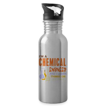 I'm A Chemical Engineer & I Learn Things My Own - Water bottle with straw - silver - Right