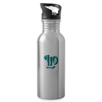 Lio name personalized - Water bottle with straw - silver - Right