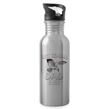 Meilleur(e) Papa mouette - Gourde avec paille intégrée - argent clair - Droite