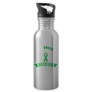 I Wear Green For Scoliosis Awareness Green Ribbon - Trinkflasche mit integriertem Trinkhalm - Lightsilver - Rechts