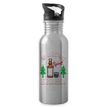 Mon de Noël est le bourbon - Gourde avec paille intégrée - argent clair - Droite