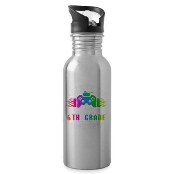 Niveau 6TH GRADE restez calme et jouez - Gourde avec paille intégrée - argent clair - Droite