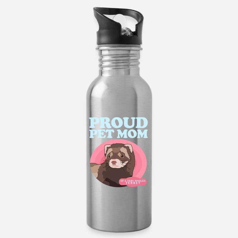 Frettchen Mom Frettchen Liebhaber Geschenk - Trinkflasche mit integriertem Trinkhalm - Lightsilver