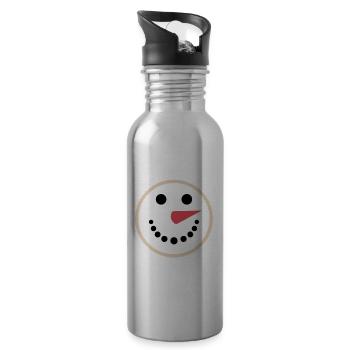 Winter Schneemann Gesicht Feiertage süße Weihnachten trendy - Trinkflasche mit integriertem Trinkhalm - Lightsilver - Rechts