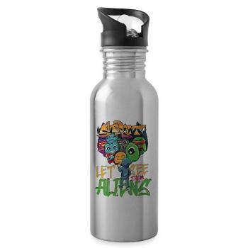 Let See Them Aliens Graffiti Spray Kunst Street - Trinkflasche mit integriertem Trinkhalm - Lightsilver - Rechts