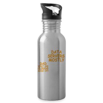 Dad What Are Clouds Made Of? Funny Data Admin - Trinkflasche mit integriertem Trinkhalm - Lightsilver - Rechts