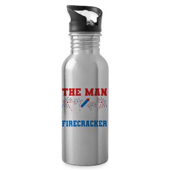 The Man Behind The Firecracker US Flag - Trinkflasche mit integriertem Trinkhalm - Lightsilver - Rechts