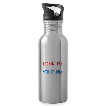 Lookin' Fly On The 4th Of July - Trinkflasche mit integriertem Trinkhalm - Lightsilver - Rechts