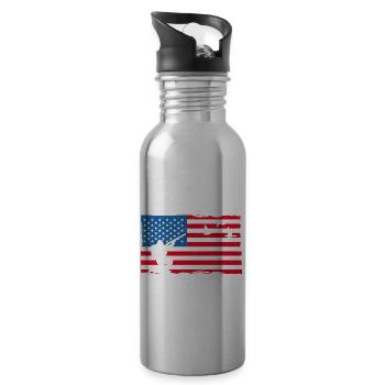 USA American Flag Duck Hunting 4th of July - Trinkflasche mit integriertem Trinkhalm - Lightsilver - Rechts