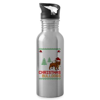 Chien Bulldog anglais Chiots Noël - Gourde avec paille intégrée - argent clair - Droite