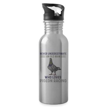 Course de pigeons pour hommes - Gourde avec paille intégrée - argent clair - Droite