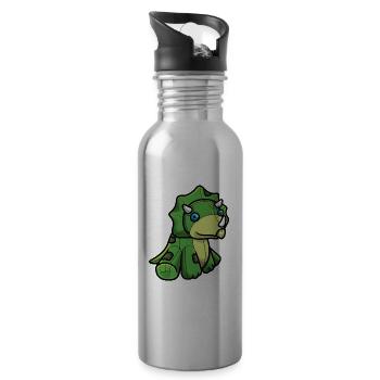 Triceratops Dinosaurier - Trinkflasche mit integriertem Trinkhalm - Lightsilver - Rechts