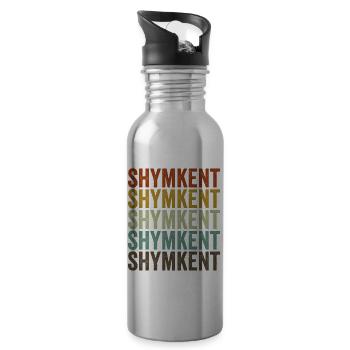 Shymkent Kasachstan Retro Vintage - Trinkflasche mit integriertem Trinkhalm - Lightsilver - Rechts