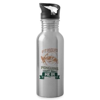 If It Involves Penguins Count Me In - Trinkflasche mit integriertem Trinkhalm - Lightsilver - Rechts