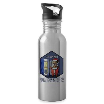Ich bin nur zum essen hier - Trinkflasche mit integriertem Trinkhalm - Lightsilver - Rechts