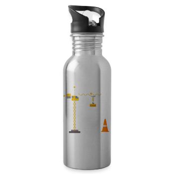 Papa Birthday Crew Construction Theme Birthday Party - Water bottle with straw - silver - Right