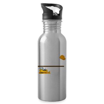 Papa Geburtstag Crew Konstruktion Thema - Trinkflasche mit integriertem Trinkhalm - Lightsilver - Rechts