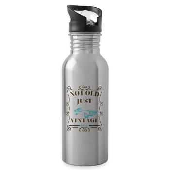 Retro Not Old Just Vintage Classic American Car - Water bottle with straw - silver - Right