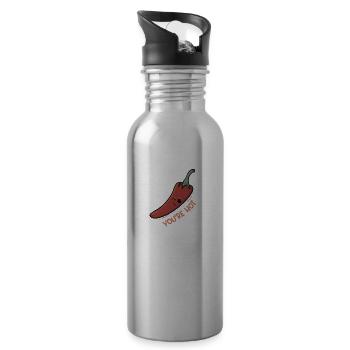 Chili Jalapenos Habaneros Carolina Reaper - Water bottle with straw - silver - Right