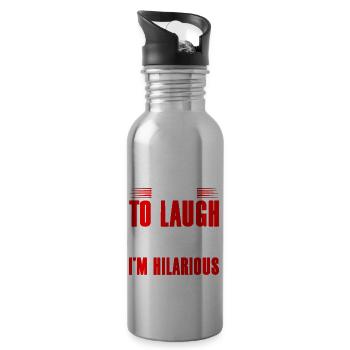 I Try Not To Laugh At My Own Jokes 3 - Water bottle with straw - silver - Right