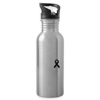Survivor Black Ribbon - Skin Cancer Awareness - Trinkflasche mit integriertem Trinkhalm - Lightsilver - Rechts