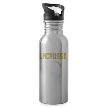 Lacrosse Is My Cardio Awesome Funny T-Shirt - Water bottle with straw - silver - Right