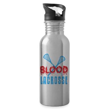 Retro Give Blood Play Lacrosse Awesome T-Shirt - Water bottle with straw - silver - Right