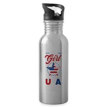 Amérique États-Unis Américain Américain - Gourde avec paille intégrée - argent clair - Droite