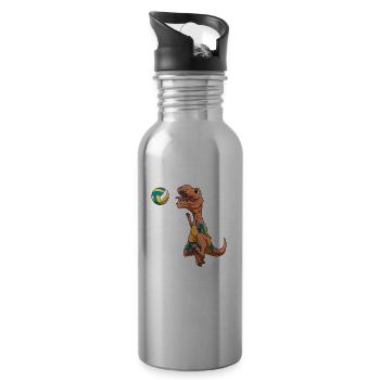 Volleyball T-Rex - Ich will nur Volleyball spielen - Trinkflasche mit integriertem Trinkhalm - Lightsilver - Rechts