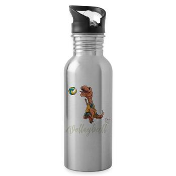 Liebe Volleyball - Niedlicher Volleyball-T-Rex - Trinkflasche mit integriertem Trinkhalm - Lightsilver - Rechts