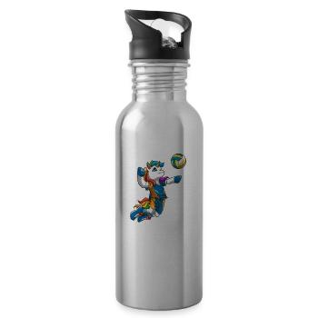 Volleyball Trainerin Einhorn - Lustiges Volleyball - Trinkflasche mit integriertem Trinkhalm - Lightsilver - Rechts