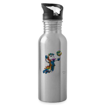 Volleyball Einhorn - Liebe Volleyball - Trinkflasche mit integriertem Trinkhalm - Lightsilver - Rechts