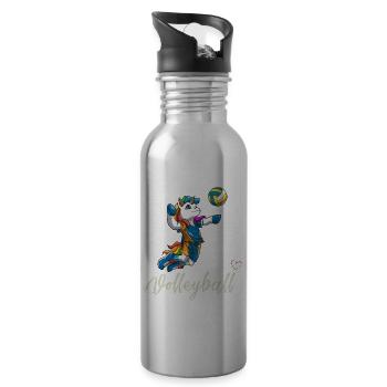 Liebe Volleyball Mädchen Junge- Niedliches - Trinkflasche mit integriertem Trinkhalm - Lightsilver - Rechts