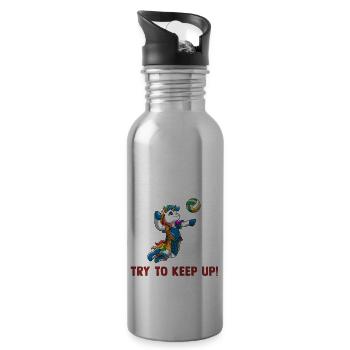 Volleyball Ich weiß, ich spiele wie ein Mädchen - - Trinkflasche mit integriertem Trinkhalm - Lightsilver - Rechts
