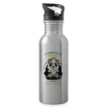 Others Go To Therapy I Play Video Games - Water bottle with straw - silver - Right