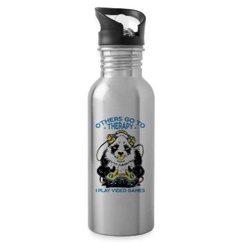 Others Go To Therapy I Play Video Games - Water bottle with straw - silver - Right