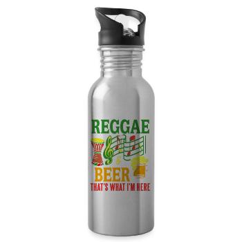 Reggae & Beer C’est ce que je suis ici Drôle De Présent - Gourde avec paille intégrée - argent clair - Droite