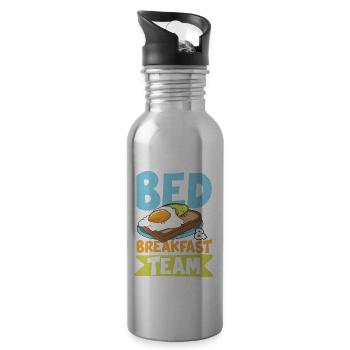 Bed Breakfast Team für Frühaufsteher Männer und - Trinkflasche mit integriertem Trinkhalm - Lightsilver - Rechts