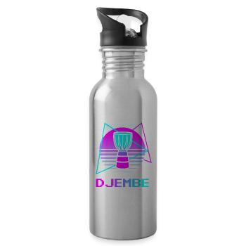 Retro Vintage Classic Djembe Player Instrument - Water bottle with straw - silver - Right