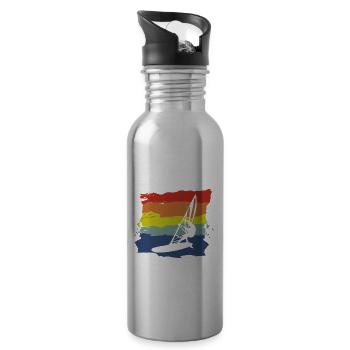 Windsurfing Is Calling And I Must Go Windsurfer - Trinkflasche mit integriertem Trinkhalm - Lightsilver - Rechts