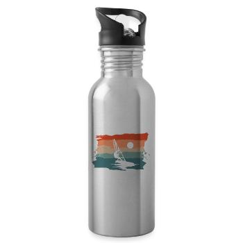 I Like You But I Love Wind Surfing Windsurfing Win - Trinkflasche mit integriertem Trinkhalm - Lightsilver - Rechts