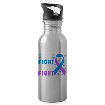 Her Fight Is My Fight Rheumatoid Arthritis - Trinkflasche mit integriertem Trinkhalm - Lightsilver - Rechts