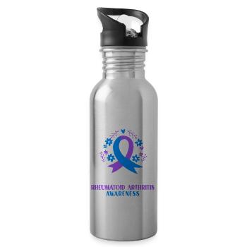 My Wife's Fight Is My Fight Rheumatoid Arthritis - Trinkflasche mit integriertem Trinkhalm - Lightsilver - Rechts