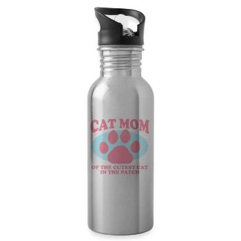Chat Maman Chats Chat Maman Chat Propriétaire Cadeau - Gourde avec paille intégrée - argent clair - Droite