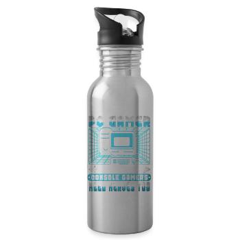 Pc Gamer Because Console Players Need Heroes - Water bottle with straw - silver - Right