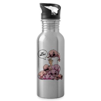 I'm Okay Funny Blobfish Fish Men Women - Water bottle with straw - silver - Right