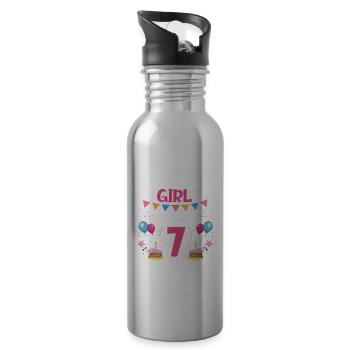 Parasaurolophus Girls Design Birthday Party - Water bottle with straw - silver - Right