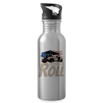 Golfwagen So Rolle Ich Einen Lustigen Golfer - Trinkflasche mit integriertem Trinkhalm - Lightsilver - Rechts