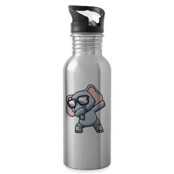 Elefant Mit Sonnenbrille Dabbing - Trinkflasche mit integriertem Trinkhalm - Lightsilver - Rechts